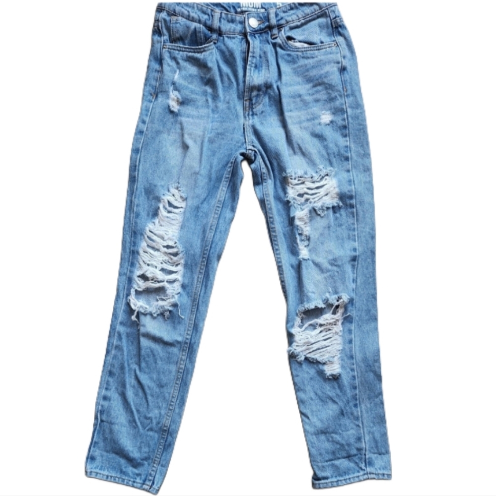 Mom Ultra High‎ Rise Jeans, Ripped Size 5 Euc